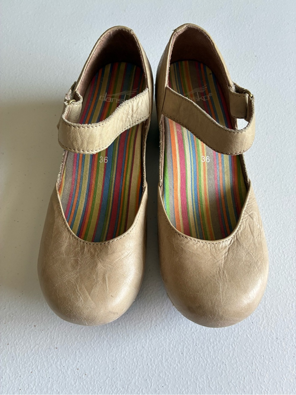 Dansko Beige Mary Jane Wedge Sandals